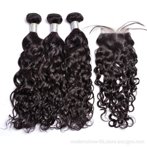 10A Grade Cuticle Aligned Raw Virgin Hair Vendors Human Hair Bundles With Closure